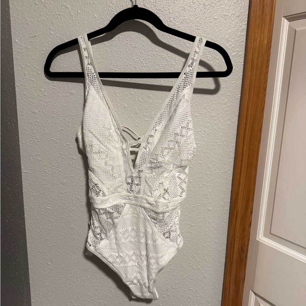 Becca White Lace One-Piece Swimsuit